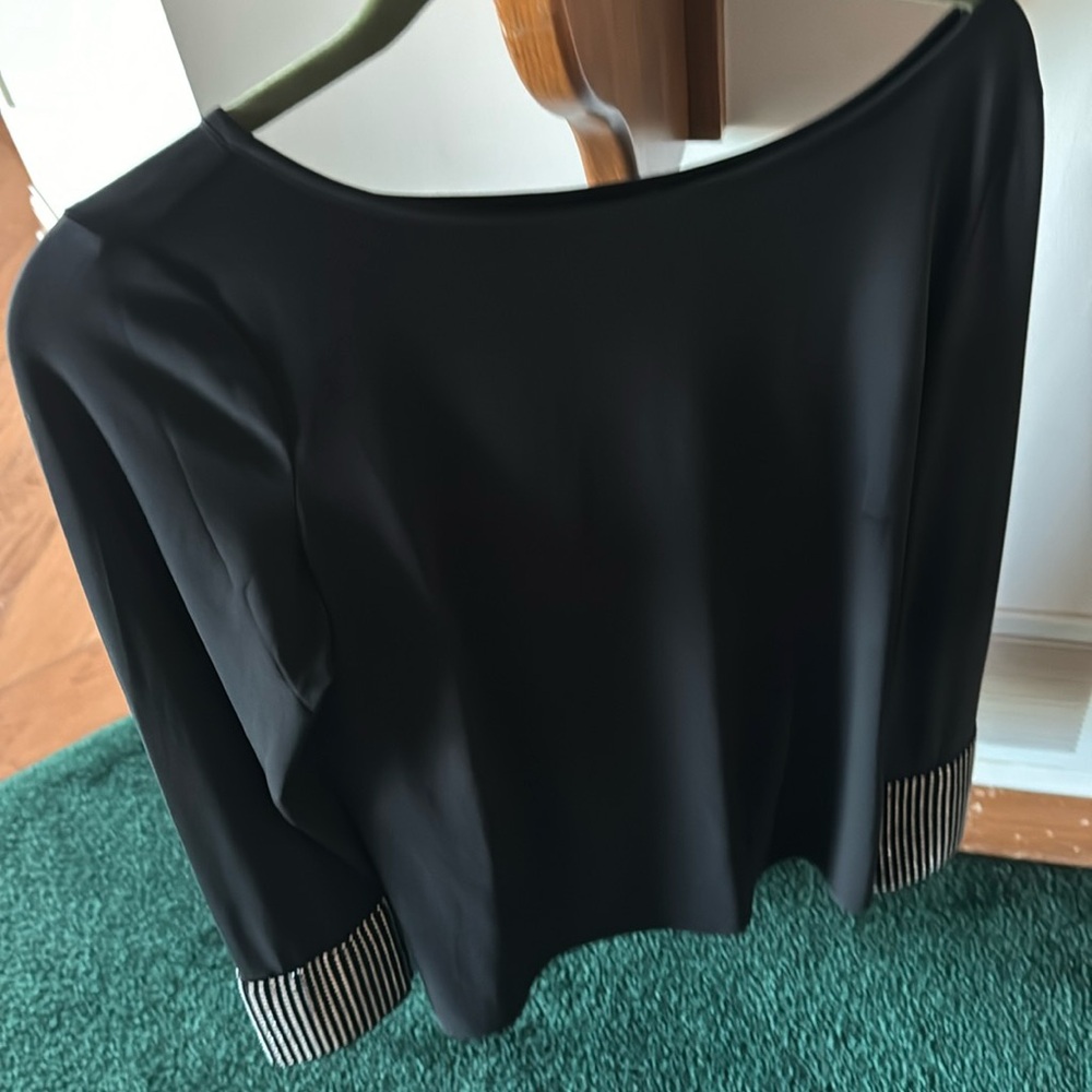 Long sleeve silky shirt with rhinestone cuffs